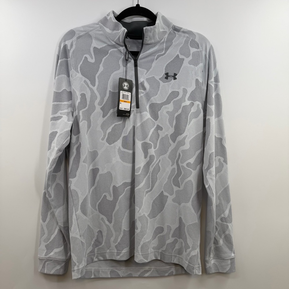 Under Armour UA Vanish 1/2 Zip Golf Pullover Gray Camo Microthread NWT S